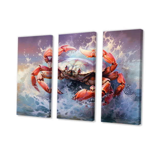 Highland Dunes Crab I On Canvas 3 Pieces Print Wayfair